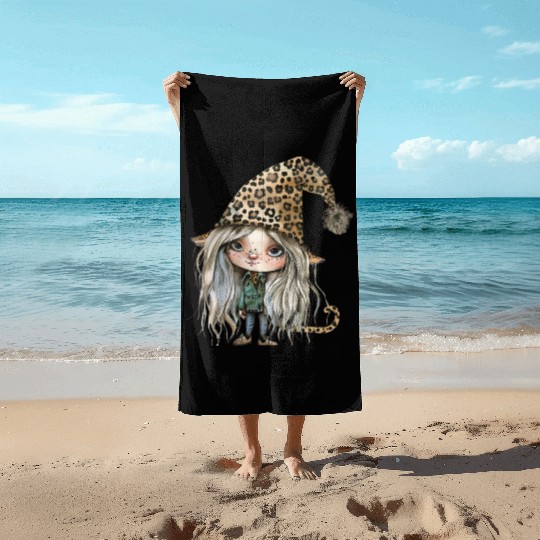 Leopard Print Gnome Clipart Images, Girly Beach Towels
