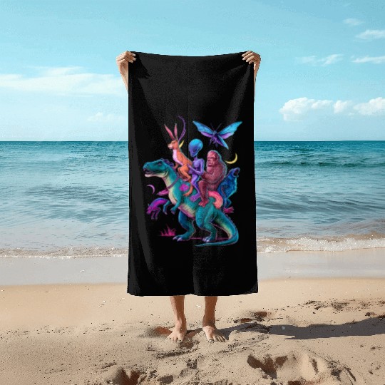 Cryptozoology Cryptid Bigfoot Jackalope Mothman Beach Towels