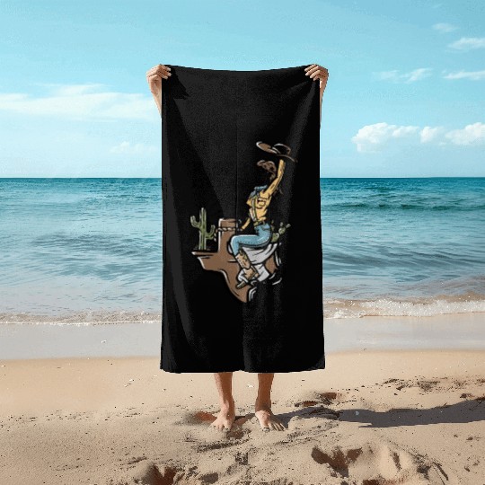 WILD WEST COW GIRL Beach Towels