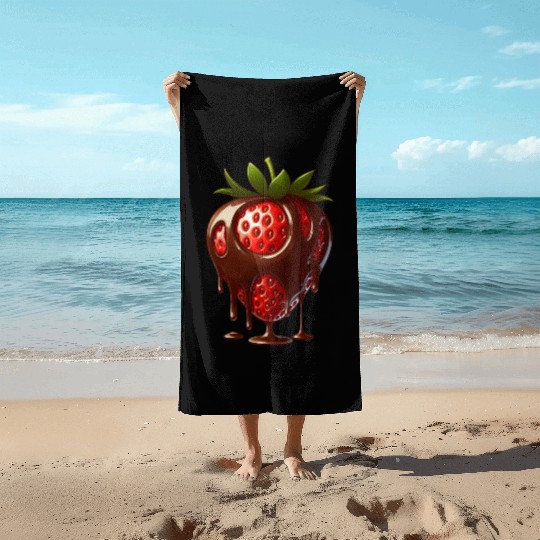 Strawberry chocolate delicious treat dessert Beach Towels
