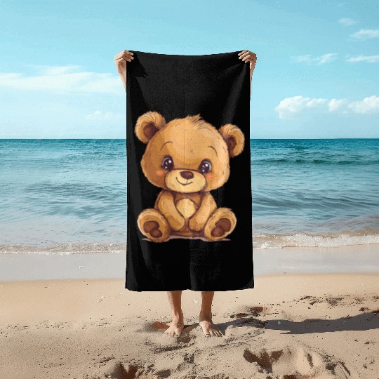 Cute Kawaii Teddy Bear Clipart, Cute Teddy Bear Beach Towels