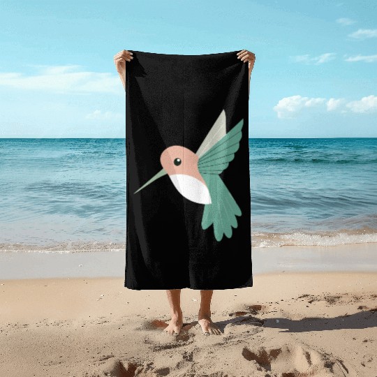 Hummingbird with green beak Beach Towels