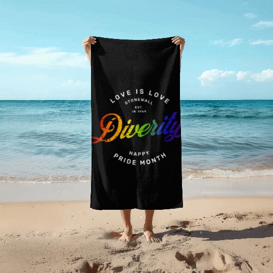 Love Is Love Gay Pride Colors Of Rainbow LGBTQ+ Beach Towels