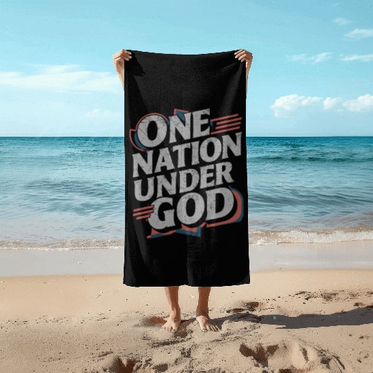 One Nation Under God Christian Pride Retro US Flag Beach Towels