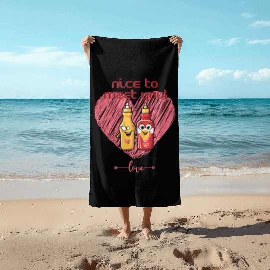 Ketchup and mustard love Beach Towels