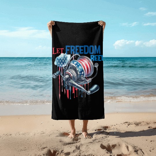 Let Freedom Reel Fishing USA Beach Towels