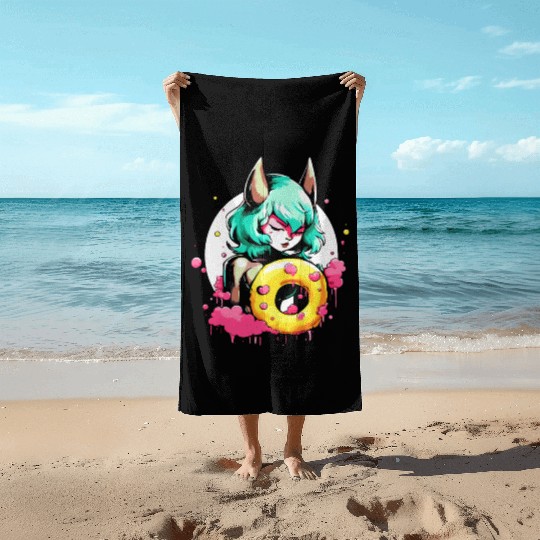 The She-Devil of the Glazing Donut Beach Towels