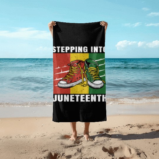 Stepping Into Juneteenth 2024 Afro American Beach Towels