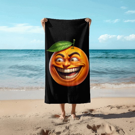 Crazy Orange a Comically Exaggerated Face Beach Towels