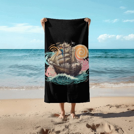 Pirate paradise Beach Towels design.