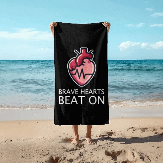 CHD Awareness Brave Hearts Beat On Beach Towels