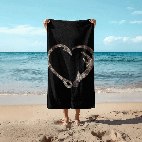 Camo US Flag Deer Skull Vintage Hunting Patriotic Beach Towels