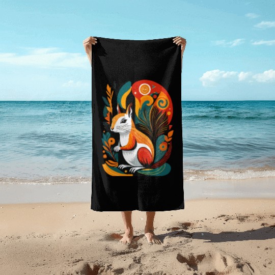 The Red Squirrel of the Wild World Beach Towels
