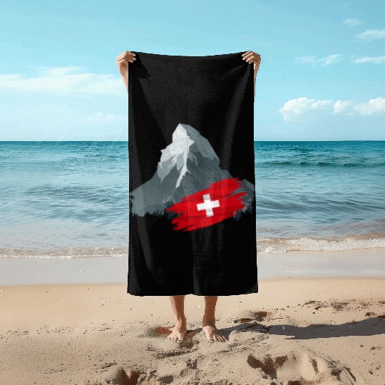 Vacation Skiing, Hiking, Mountain Switzerland Beach Towels
