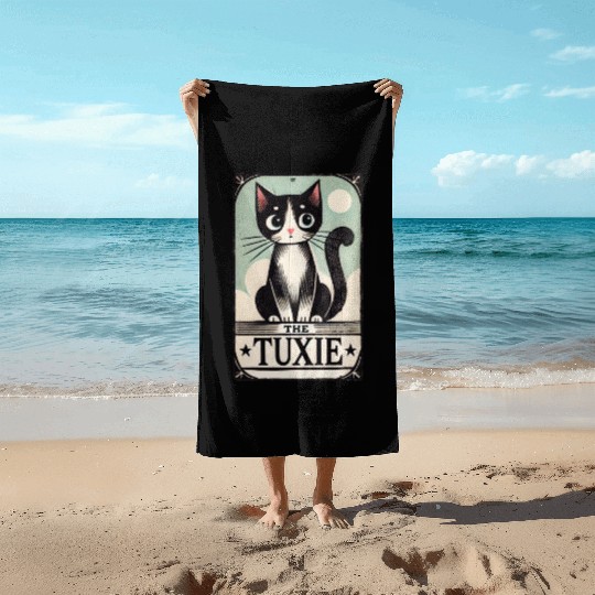 Tuxedo Cats Tarot Card Beach Towels