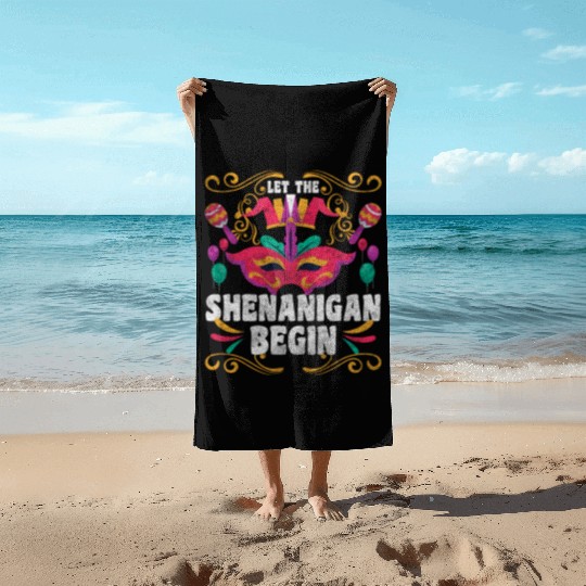 Carnival Street Festival Mardi Gras Queen Beach Towels
