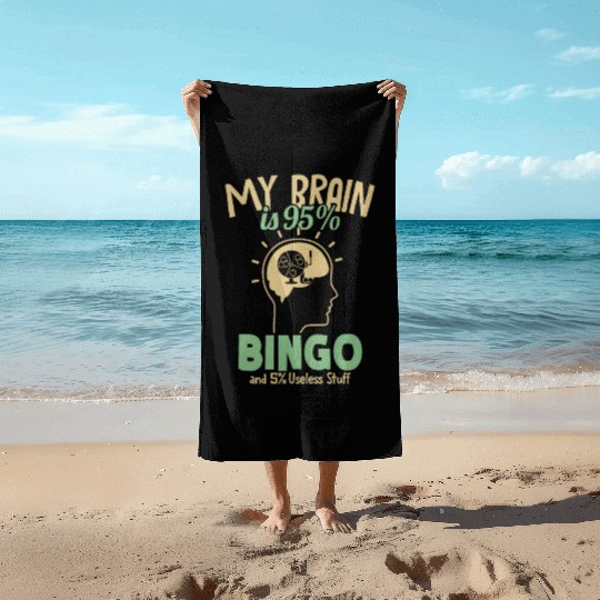 My Brain is 95% Bingo Professional Caller Daubers Beach Towels