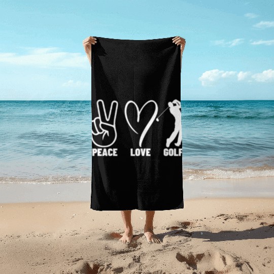 Peace Love Golf Funny Golfing Beach Towels