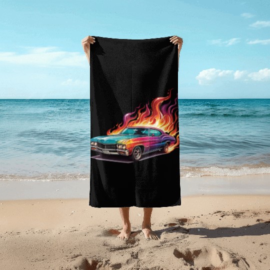 Retro American Racing Muscle Car Beach Towels