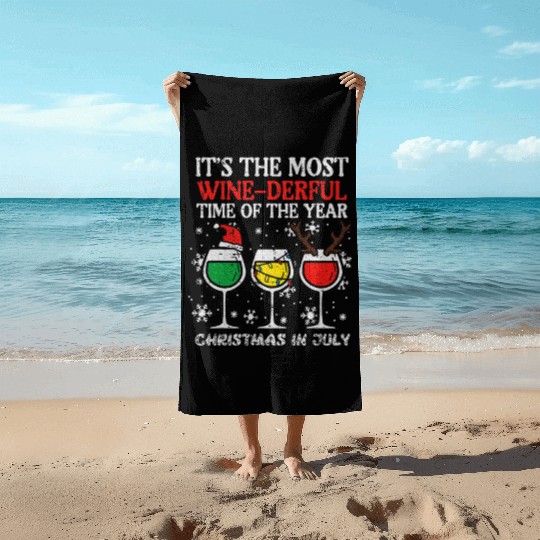 Christmas In July Winederful Beach Towels