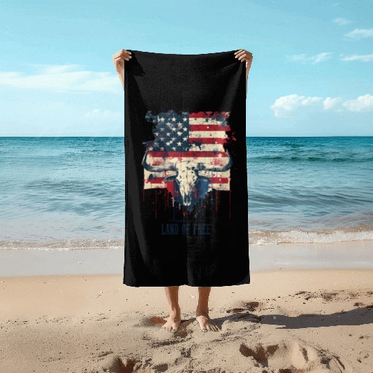 Land of the free because of the brave , 4 July Beach Towels