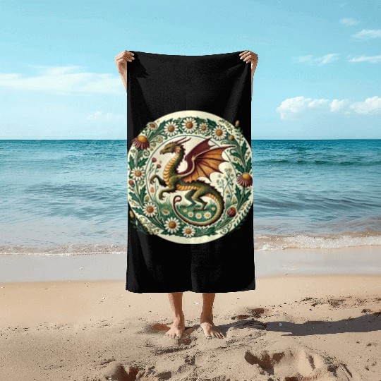 Daisy Flower Dragon Beach Towels