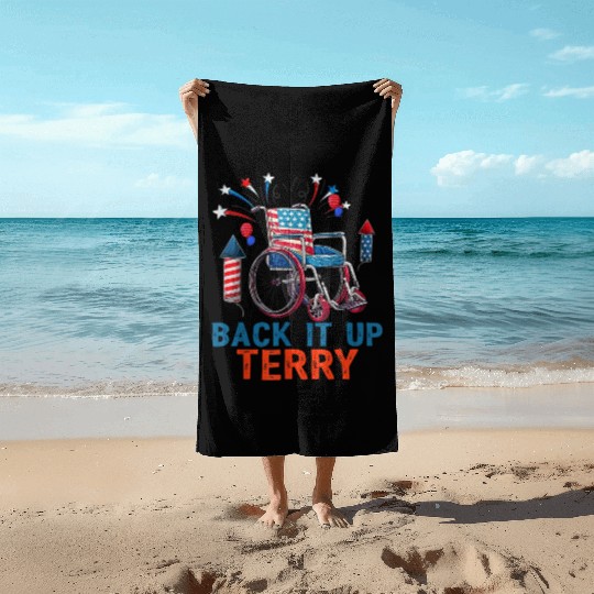 Back Terry Fireworks 4th July Beach Towels