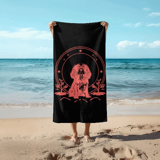 Cavalier King Charles Spaniel Celestial Tarot Card Beach Towels