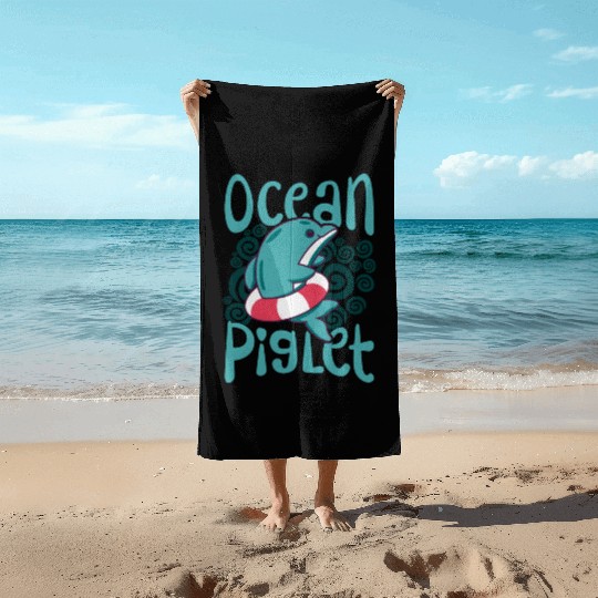 Funny Dolphin Lover Ocean Piglet Graphic for Aquat Beach Towels