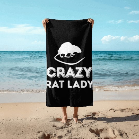 Crazy Rat Lady Beach Towels - Funny Rodent Lovers Mouse