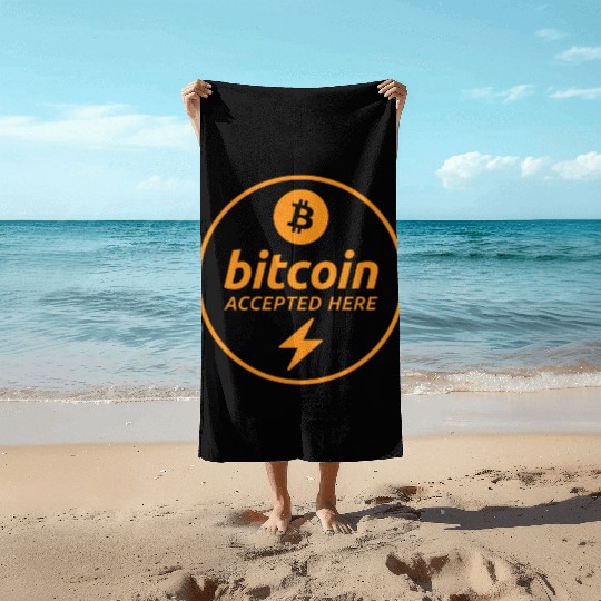 Bitcoin Accepted Here via Lightning Promo Beach Towels
