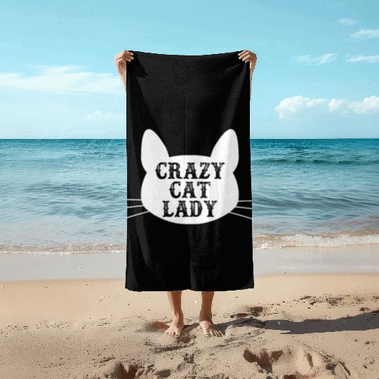 Crazy Cat Lady Beach Towels - Funny Cats Lovers Kitten