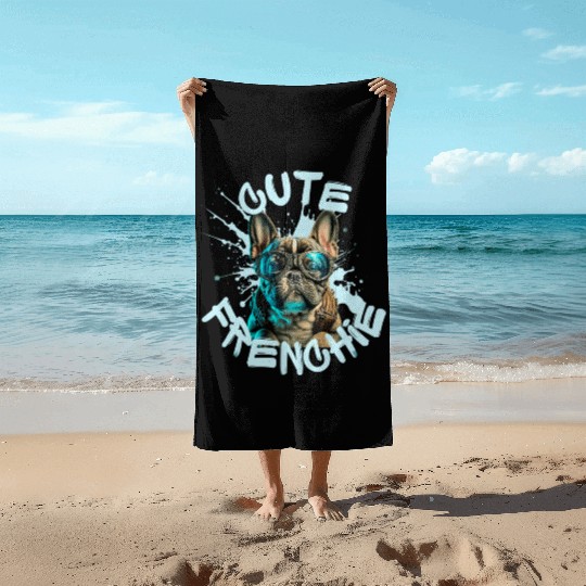 Cute frenchie Beach Towels