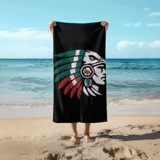 Aztec Warrior Indigenous Mexican Aztec Jaguar Beach Towels