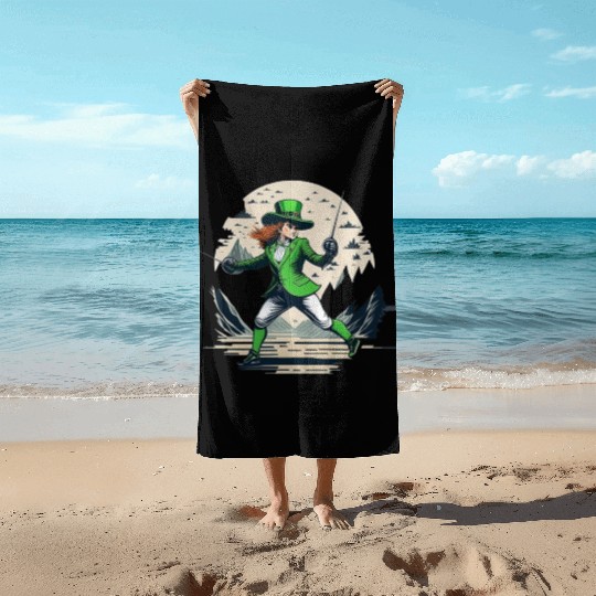 St. Patrick's Day Shamrock St Paddy's Day Fencing Beach Towels