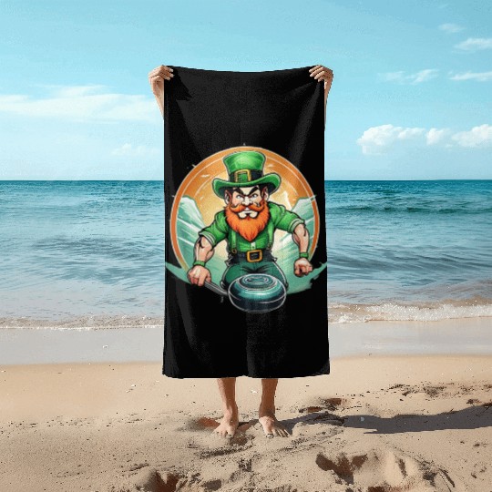 St. Patrick's Day Shamrock St Paddy's Day Curling Beach Towels