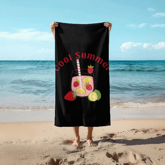 Summer Strawberry Mojito Beach Towels