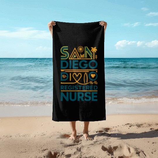 San Diego Registered Nurse Graphic Design Beach Towels