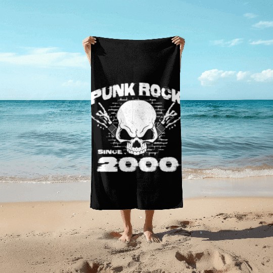 Punk Rock Since 2000 - Skull Rock Hands 24th Beach Towels