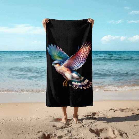 Collared Sparrowhawk in Flight Beach Towels