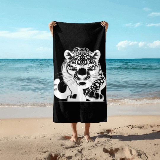 Elegant Wild Leopard On The Hunt Beach Towels