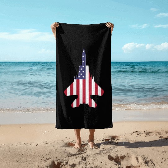 Patriotic American F-15 Beach Towels