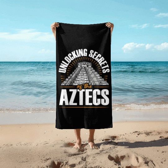 Aztec Pyramid Mayan Indigenous Mexican Aztec Beach Towels