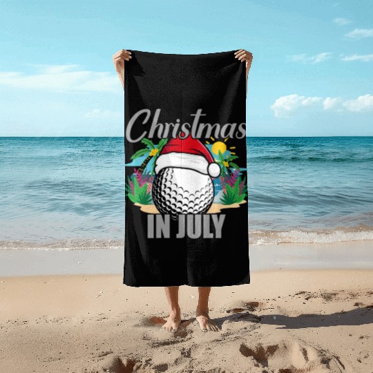 Christmas in July Golf Santa Hat Funny Summer Beach Towels