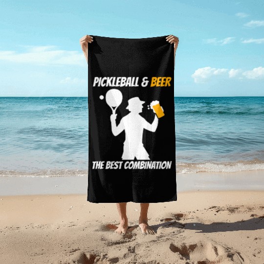 Pickleball & Beer The Best Combination Fun Graphic Beach Towels