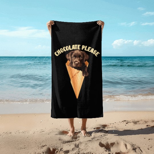 Brown Labrador CHOCOLATE PLEASE Ice Cream Beach Towels