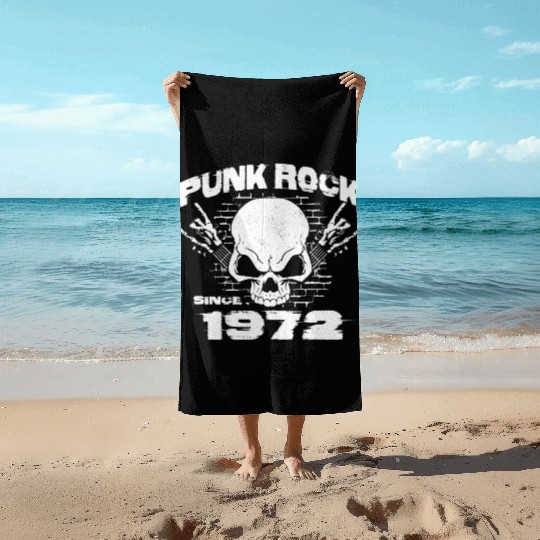 Punk Rock Since 1972 - Skull Rock Hands 52nd Beach Towels