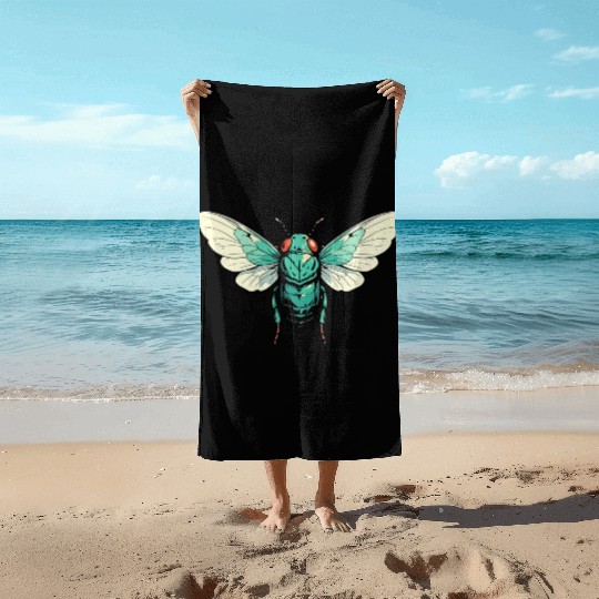 Cicada Insect Animal Lover Funny Design Beach Towels