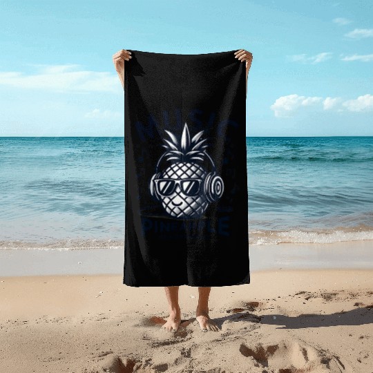 Pineapple Jam Session Grooves Beach Towels