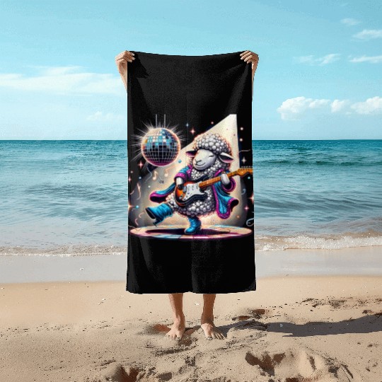 Disco Ball Guitar Sheep Beach Towels